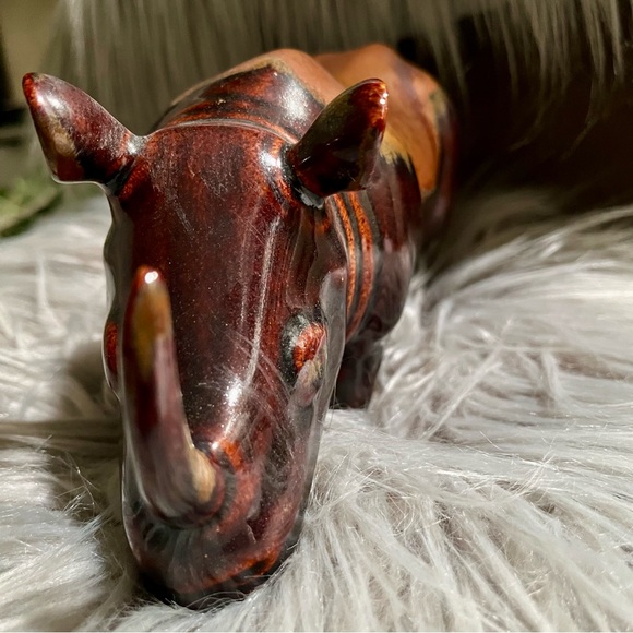 ηξω Caramel Drip Pier 1 Heavy Glossed Ceramic Rhino African Collection NWOT - Picture 2 of 12